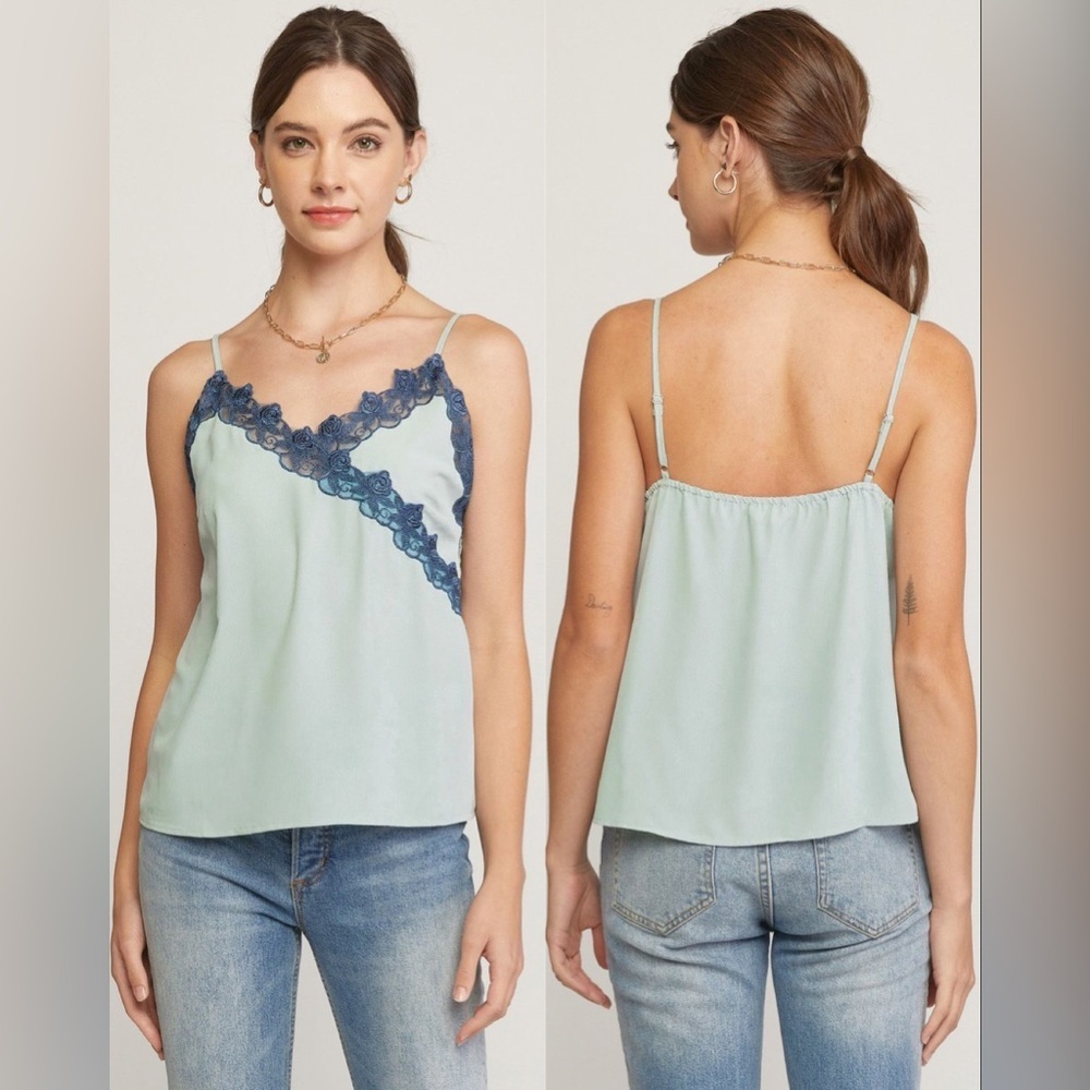 3-Pack Lace Trim Cami Sleeveless Top